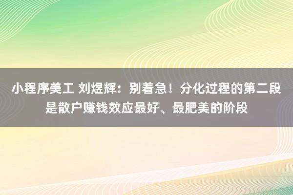 小程序美工 刘煜辉：别着急！分化过程的第二段是散户赚钱效应最好、最肥美的阶段